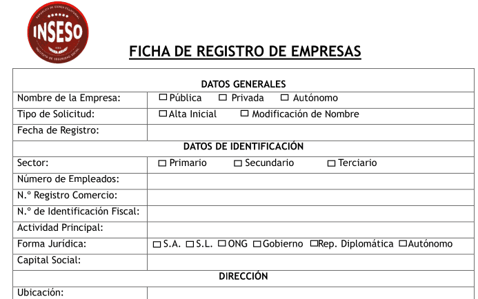 Ficha de registro de empresas