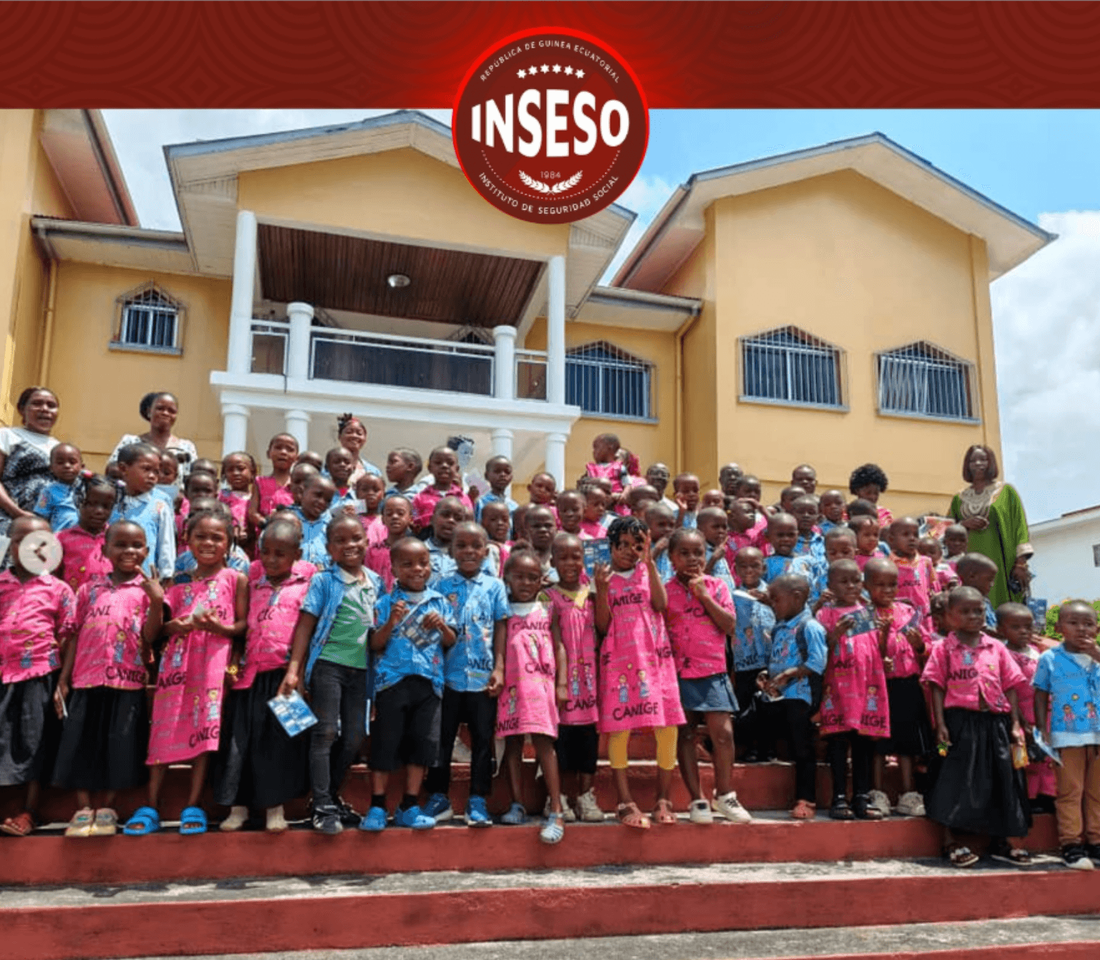 Jornada educativa del INSESO sobre seguridad social a los niños del centro CANIGE de Evinayong
